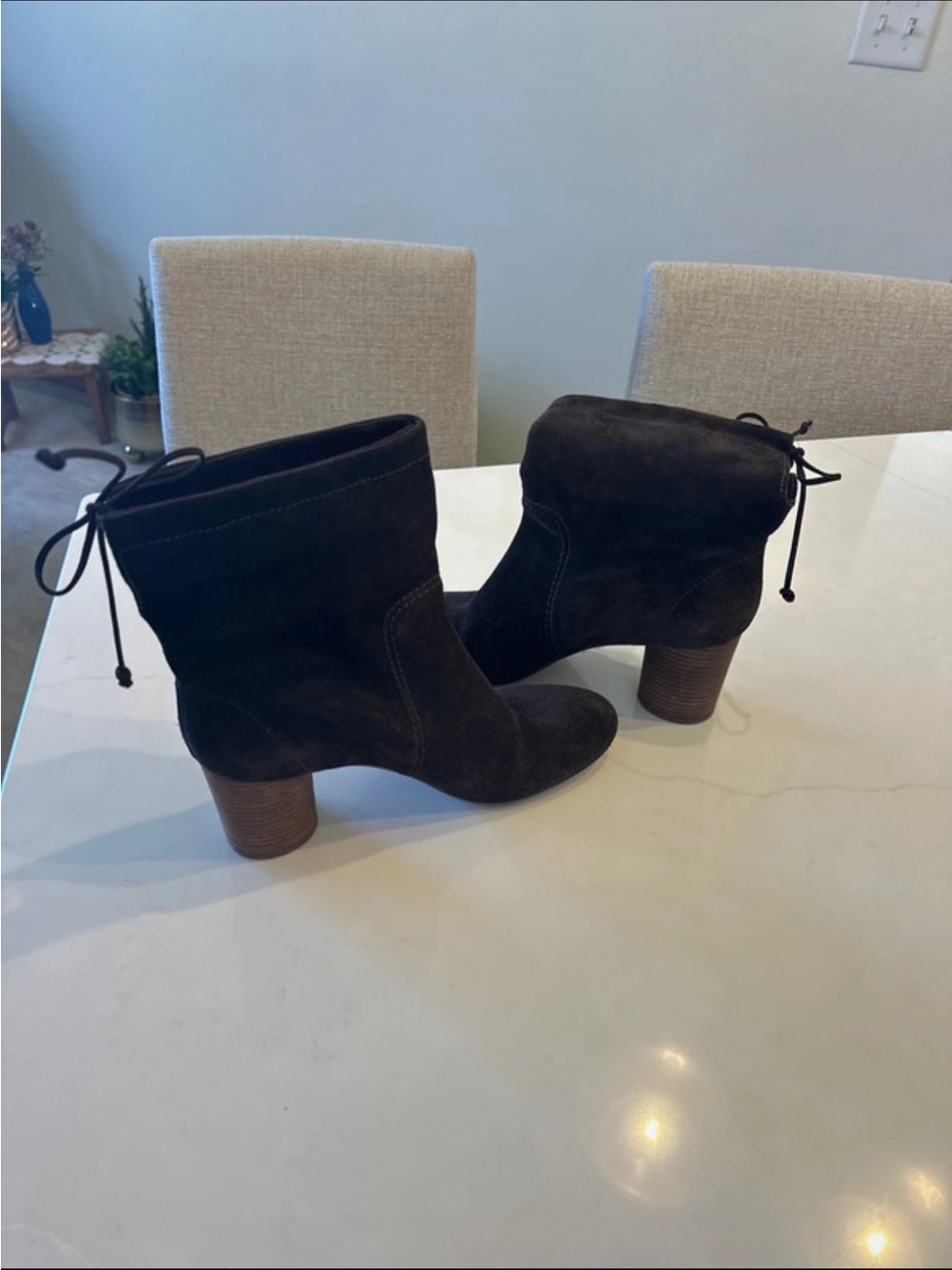 Madewell Dark Brown Suede Tie-Back Ankle Boots